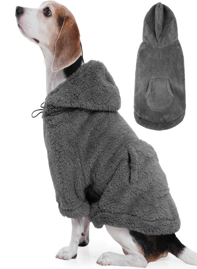 IDOMIK Fuzzy Dog Sweater with Adjustable Hood, Warm Fleece Dog Sweater Hoodie with Harness Hole & Pocket, Pullover Sweaters for Large Dogs, Fuzzy Hooded Sweatshirt for Fall Winter Christmas,Grey,XL - Image 1